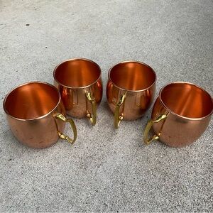 Set Lot Of 4 Copper Moscow Mule Mugs Drink Cups